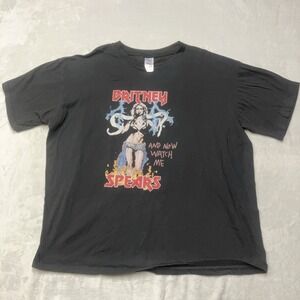 Y2K Vintage Britney Spears Mens 4XL I'm A Slave 4 U Snake‎ Flames Graphic Tee